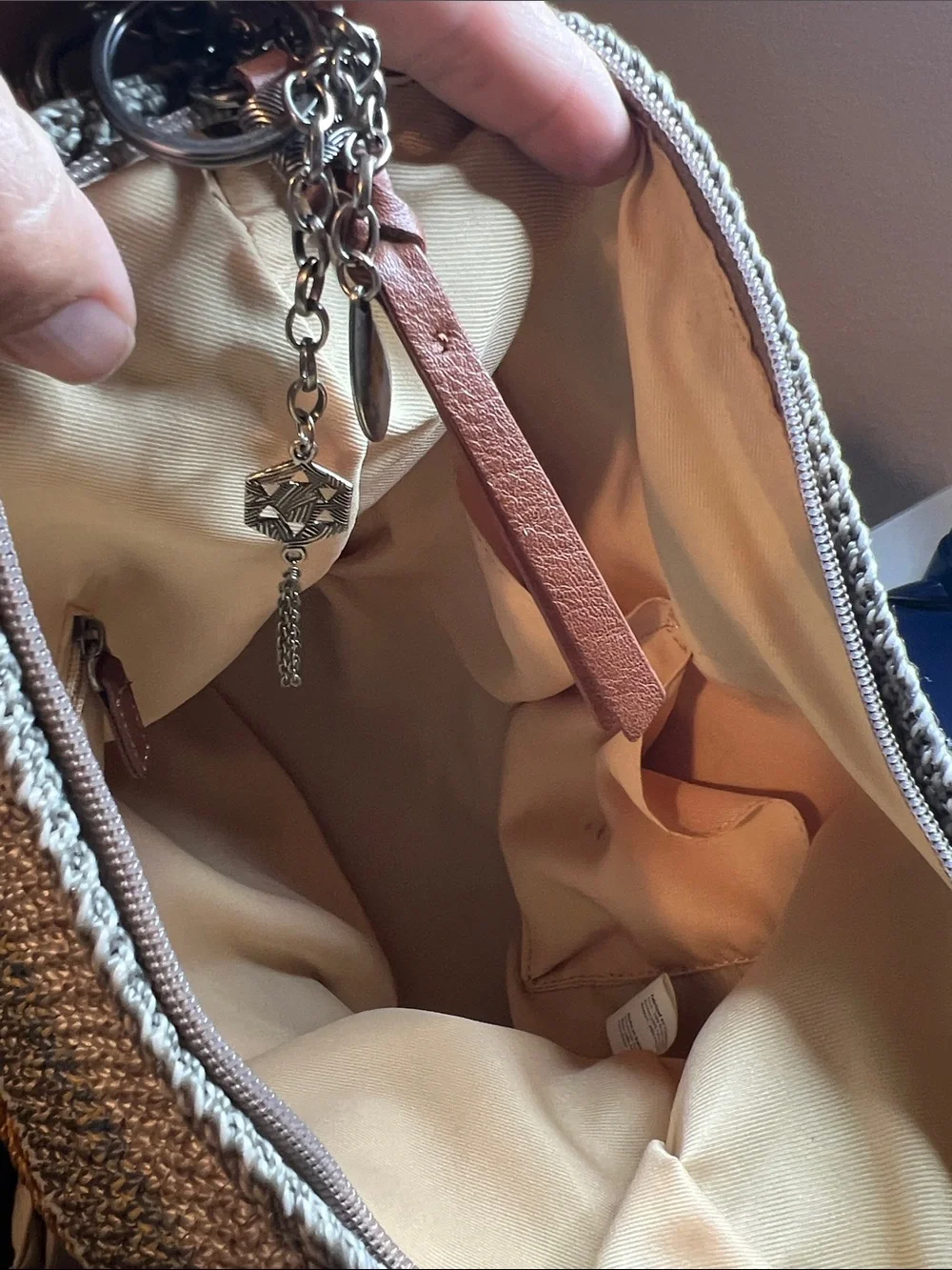 The Sak Multicolor Woven Shoulder Bag with Tan Strap